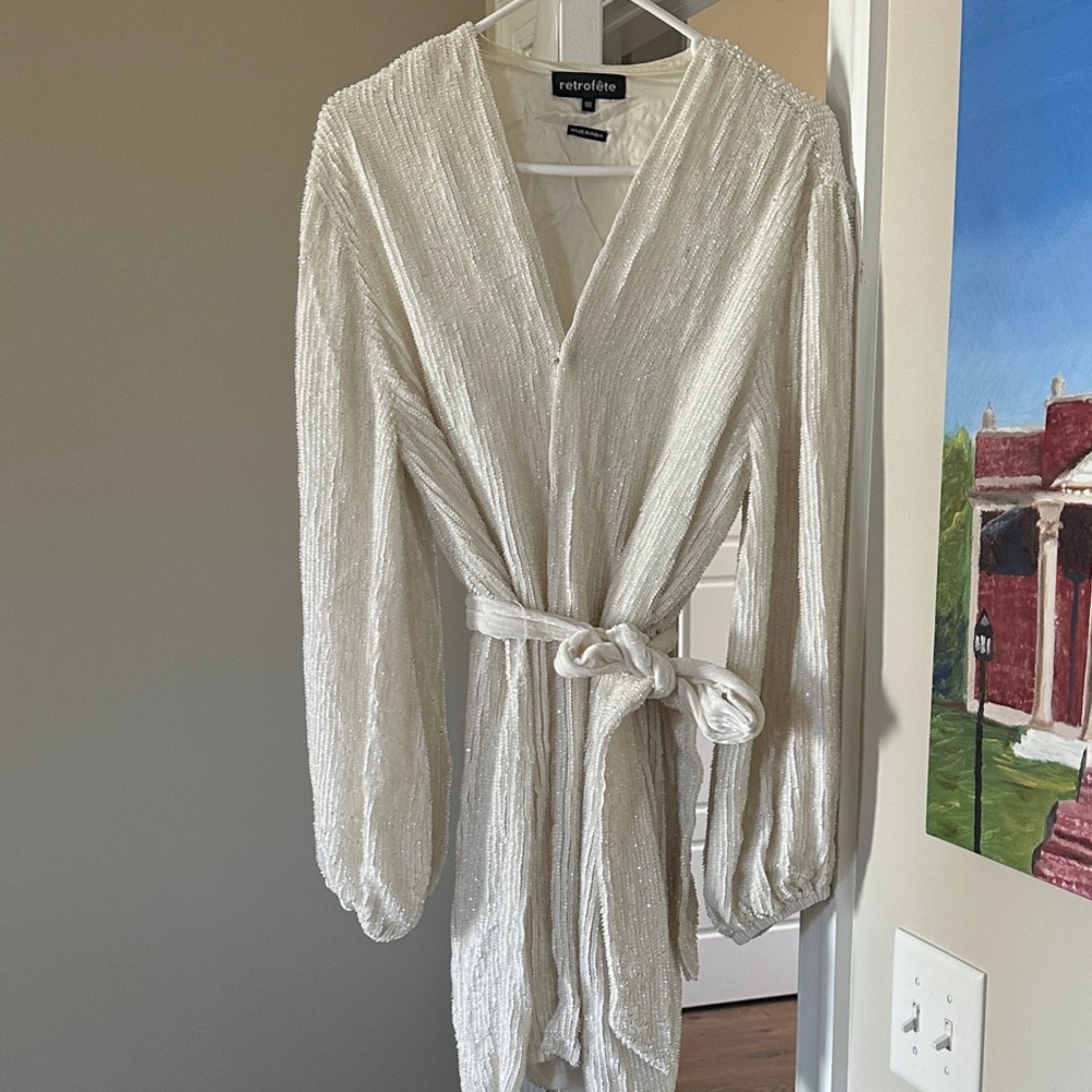 White Textured Long Sleeve Romper